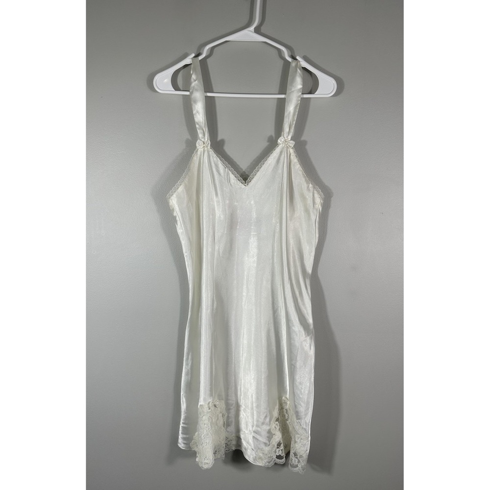 Vintage Maggie Lawrence Slip Dress Womens Medium Ivory 90s Satin